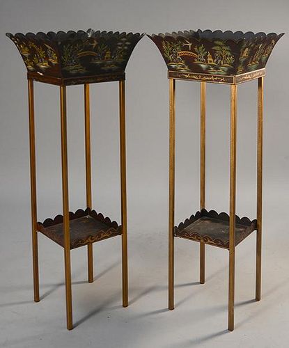 PAIR OF 20TH C CHINOISERIE TOLE 38a83e