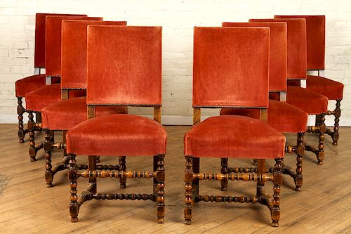 SET 8 UPHOLSTERED BACK DINING CHAIRS