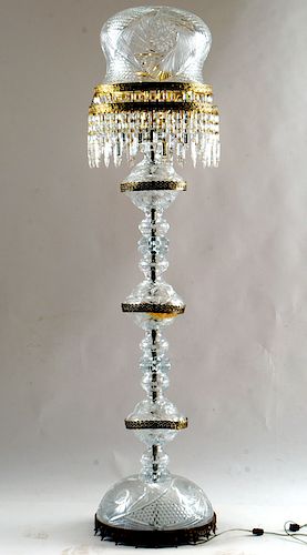 TWO LIGHT CRYSTAL FLOOR LAMP DOME