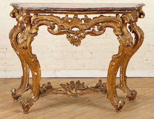 18TH CENT ITALIAN MARBLE TOP GILT 38a860