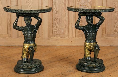 PAIR COMPOSITE BLACKAMOOR FIGURAL