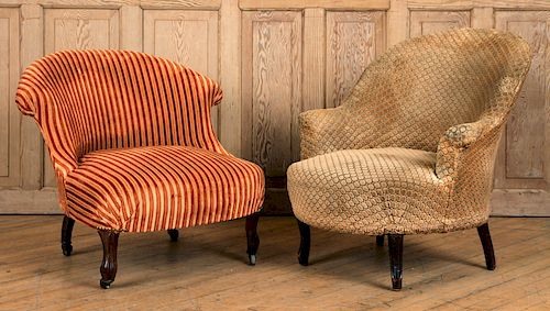 PAIR NAPOLEON III STYLE UPHOLSTERED 38a890