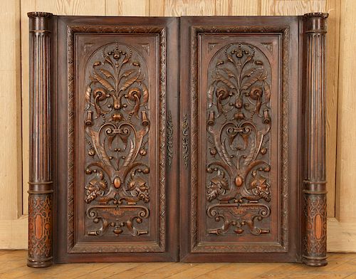 SIX FRENCH WALNUT CARVED PANELS