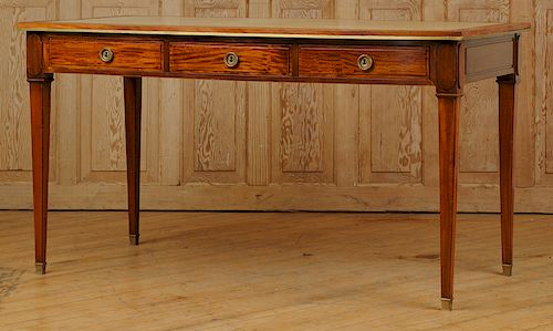 MAHOGANY LEATHER TOP WRITING DESK CIRCA