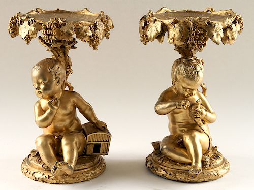 PAIR LATE 19TH C. GILT BRONZE TAZZAS