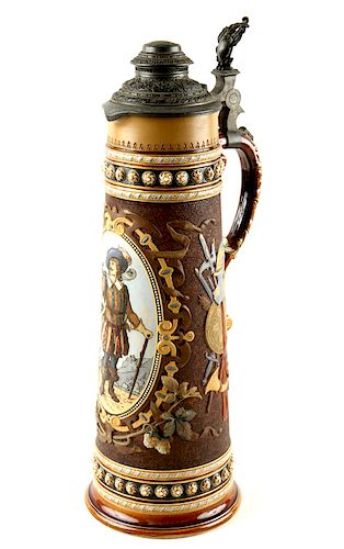 METTLACH BEER STEIN #1562 TRUMPETER