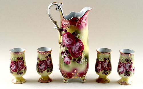 5PC VINTAGE LIMOGES STYLE PITCHER