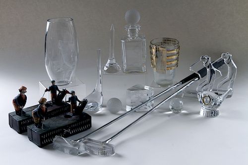 15PC COLLECTION OF CRYSTAL & GOLF RELATED