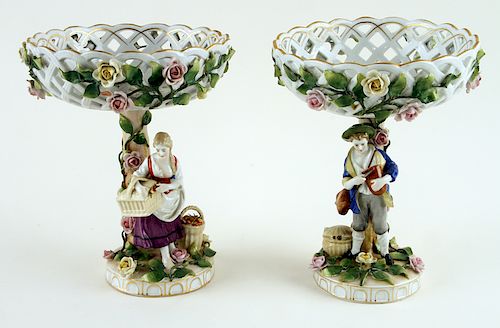 PAIR OF MARKED DRESDEN PORCELAIN 38a917