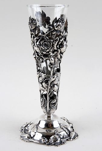 LATE 19TH C. STERLING VASE J.E.