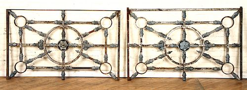 PAIR FRENCH IRON BALCONY PANELS 38a959