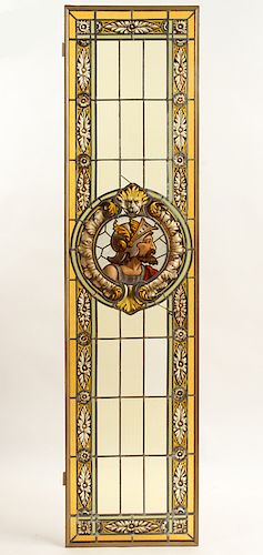 ITALIAN PAINTED LEADED GLASS WINDOW 38a969