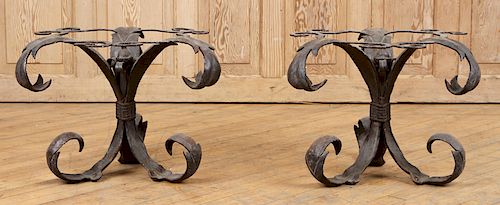 PAIR LEAF FORM IRON TABLE BASES