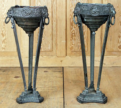 PAIR BRONZE NEOCLASSICAL TORCHIERE 38a991