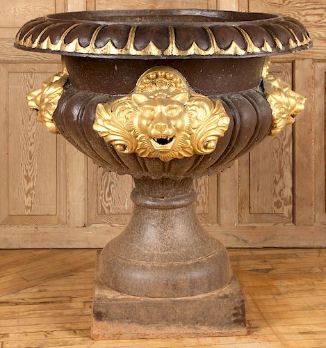 MONUMENTAL CAST IRON GARDEN URN