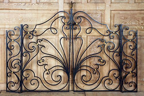 PAIR BLACK WROUGHT IRON GARDEN