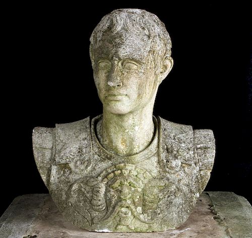 CAST STONE SCULPTURE OF BUST OF