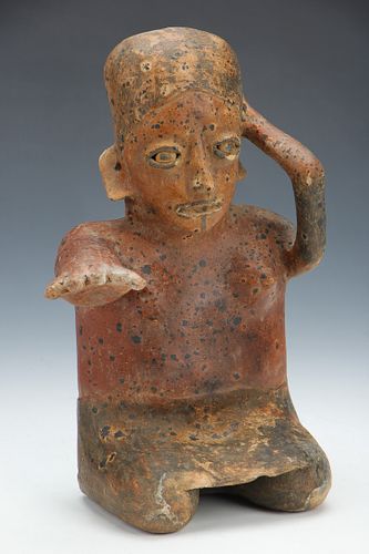 PRE-COLUMBIAN JALISCO POTTERY SEATED