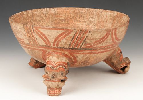 PRE-COLUMBIAN POTTERY TRIPOD BOWL,