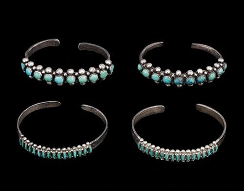 FOUR NAVAJO SILVER AND TURQUOISE 38aa43