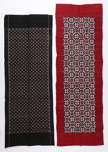 TWO COTTON IKAT SHAWLS, INDIATwo