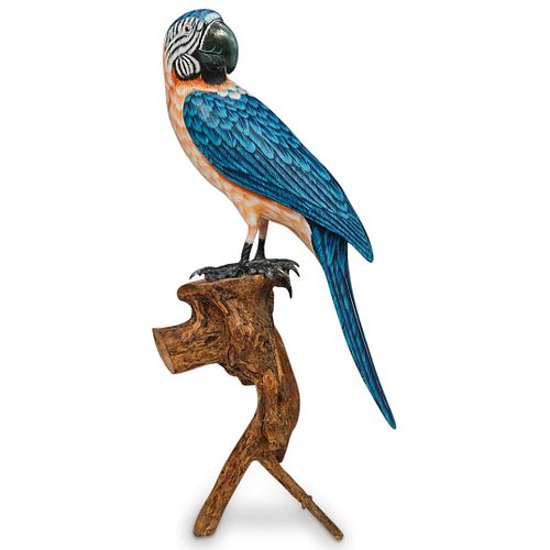 FOLK ART CARVED WOOD PARROTDESCRIPTION  38d2e5