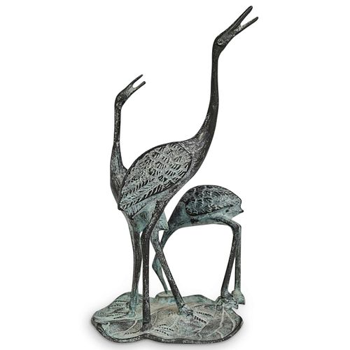 VINTAGE BRONZE CRANE STATUEDESCRIPTION: