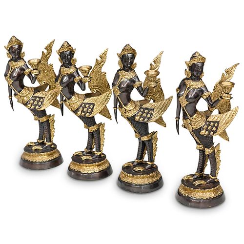  4 PC THAI BUDDHIST KINNARI BRONZE 38d308