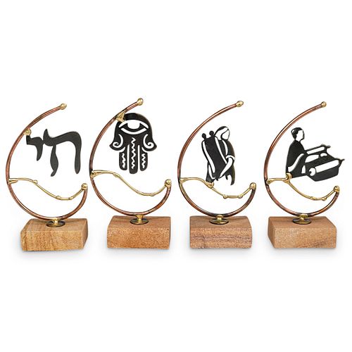 (4PC) SET OF JUDAICA METAL SCULPTUREDESCRIPTION: