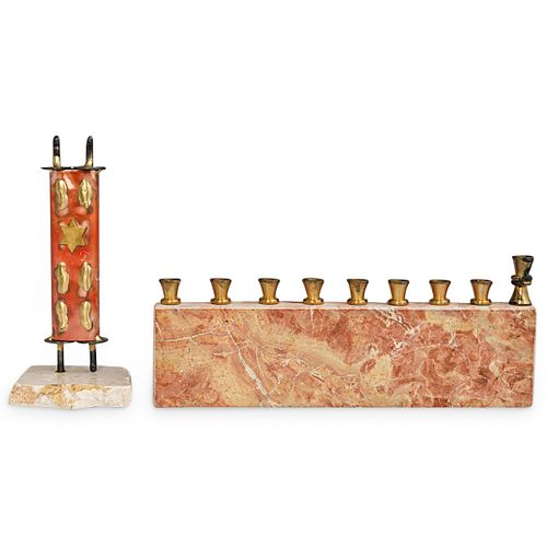 MENORAH & TORAH SCULPTURE SETDESCRIPTION: