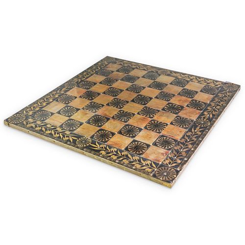 GILT EBONIZED METAL CHESS BOARDDESCRIPTION  38d3b8