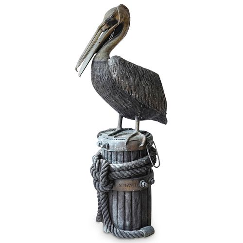 CAST METAL NAUTICAL PELICAN FOUNTAINDESCRIPTION: