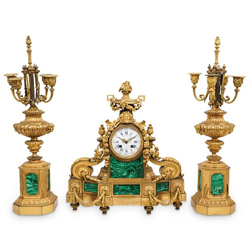 LOUIS XVI MALACHITE AND GILT BRONZE