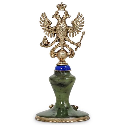 RUSSIAN IMPERIAL SILVER AND NEPHRITE