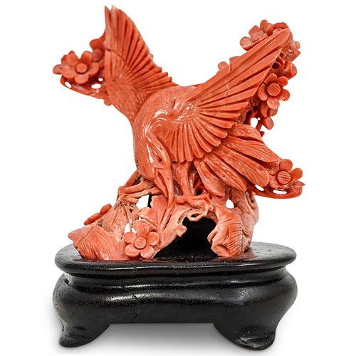 CHINESE CARVED CORAL PHOENIXDESCRIPTION: