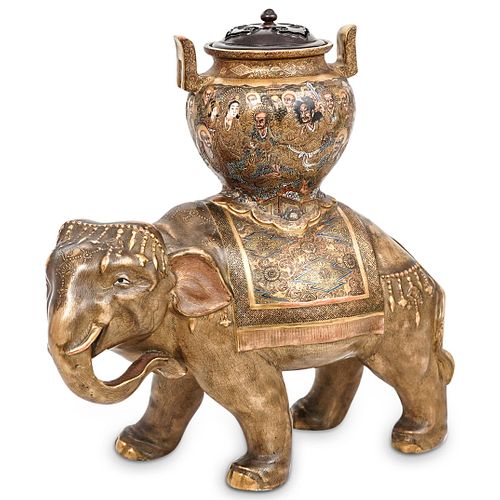 19TH CENT. SATSUMA PORCELAIN ELEPHANTDESCRIPTION: