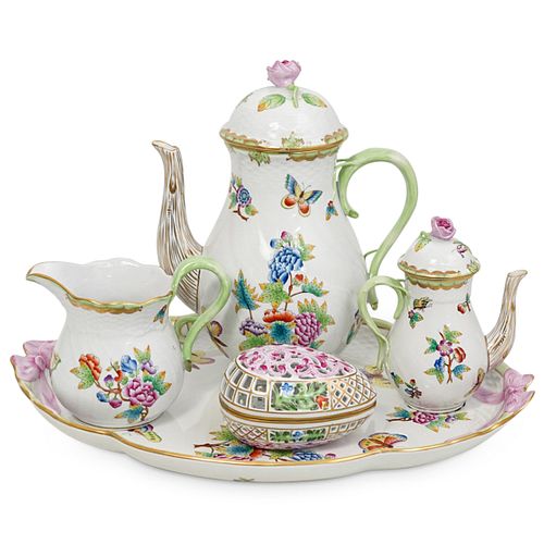 (5 PC) HEREND PORCELAIN COFFEE/TEA