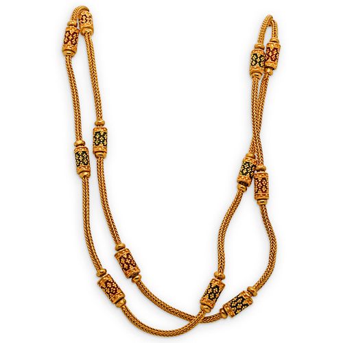 24K ORIENTAL ENAMEL LINKED NECKLACEDESCRIPTION: