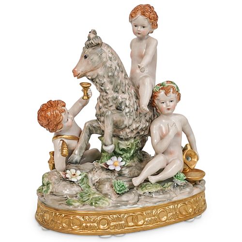 MEISSEN PORCELAIN "PUTTI WITH GOAT"