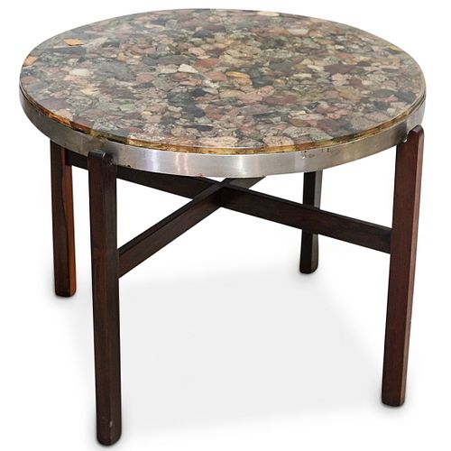 NATURAL STONE & RESIN ACCENT TABLEDESCRIPTION: