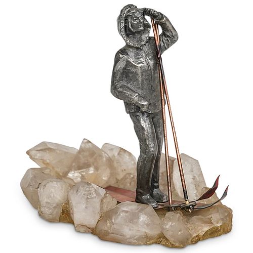 FIGURAL CRYSTAL ROCK AND PEWTER