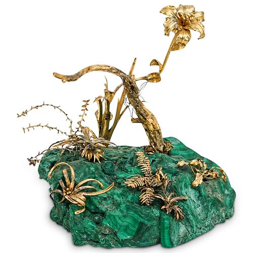 SILVER GILT MOUNTED MALACHITE SCULPTUREDESCRIPTION  38d512