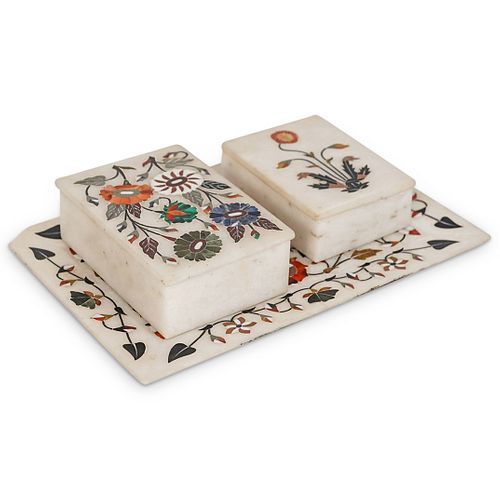  3 PC ITALIAN PIETRA DURA BOXESDESCRIPTION  38d54f