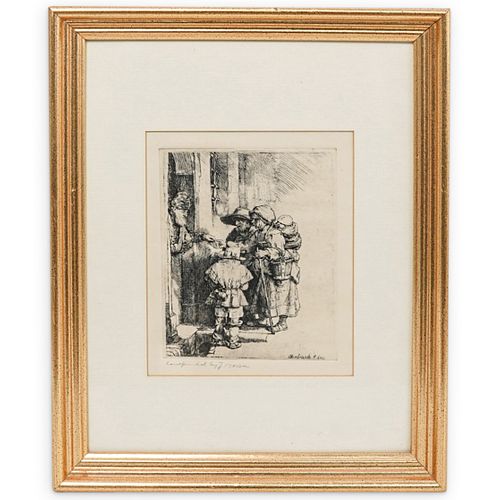 REMBRANDT VAN RIJN "BEGGARS" FRAMED