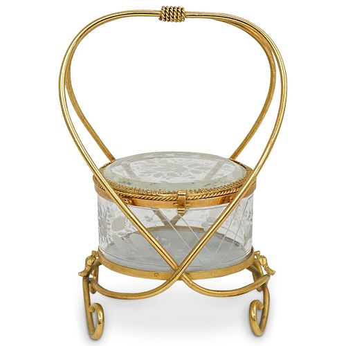 ANTIQUE FRENCH GLASS & BRONZE CASKET