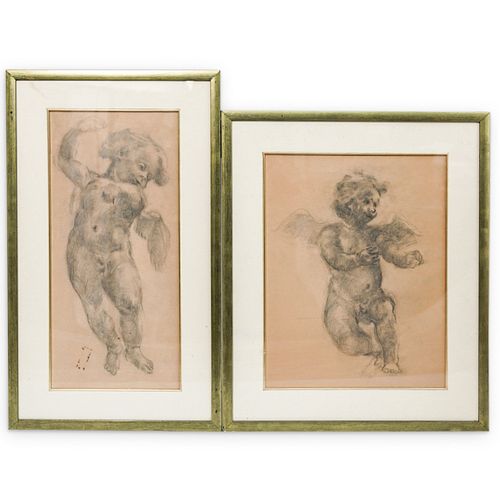  2 PC PUTTI CHERUB DRAWING SKETCHESDESCRIPTION  38d5c6