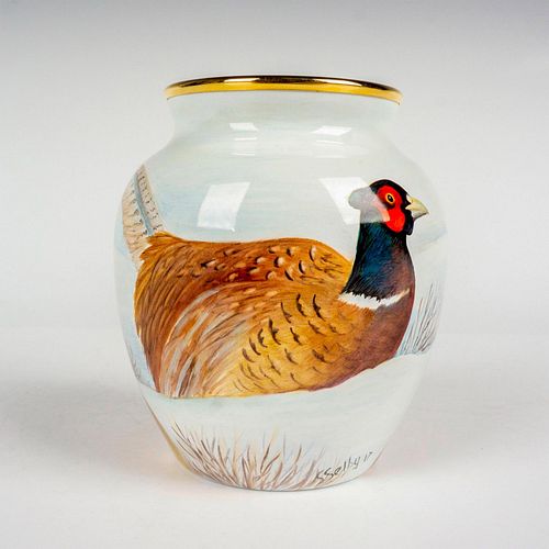 ELLIOT HALL ENAMELS VASE PHEASANTS 38d68d