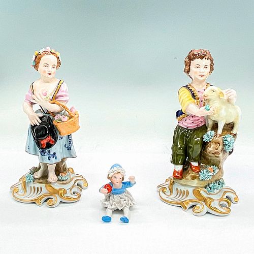 3PC CAPODIMONTE PORCELAIN FIGURINES  38d727