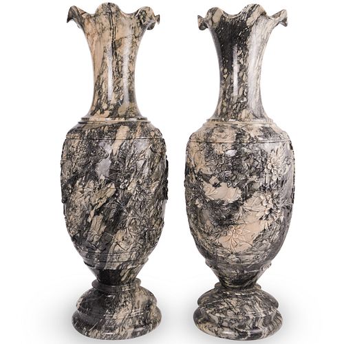 PAIR OF LARGE ORIENTAL CARVED MARBLE 38d76d