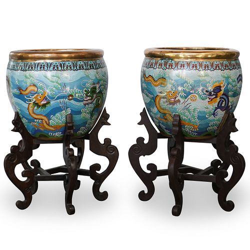 PAIR OF CHINESE CLOISONNE FISH